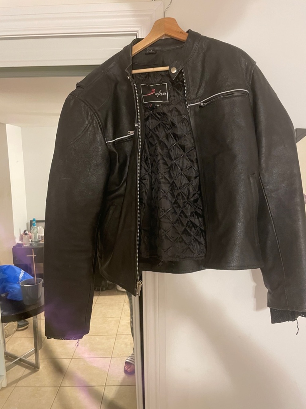 Safari Black Leather Motorcycle Jacket - Safari